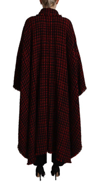 Dolce & Gabbana Dolce & Gabbana Black Red Cotton Checkered Over Coat Women's Jacket