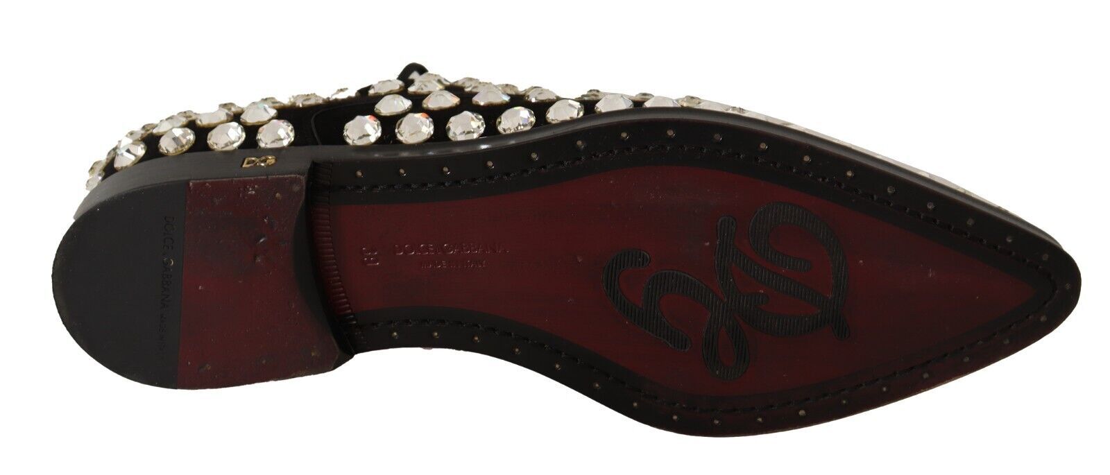 Dolce & Gabbana Dolce & Gabbana Black Leather Crystals Lace Up Formal Women's Shoes