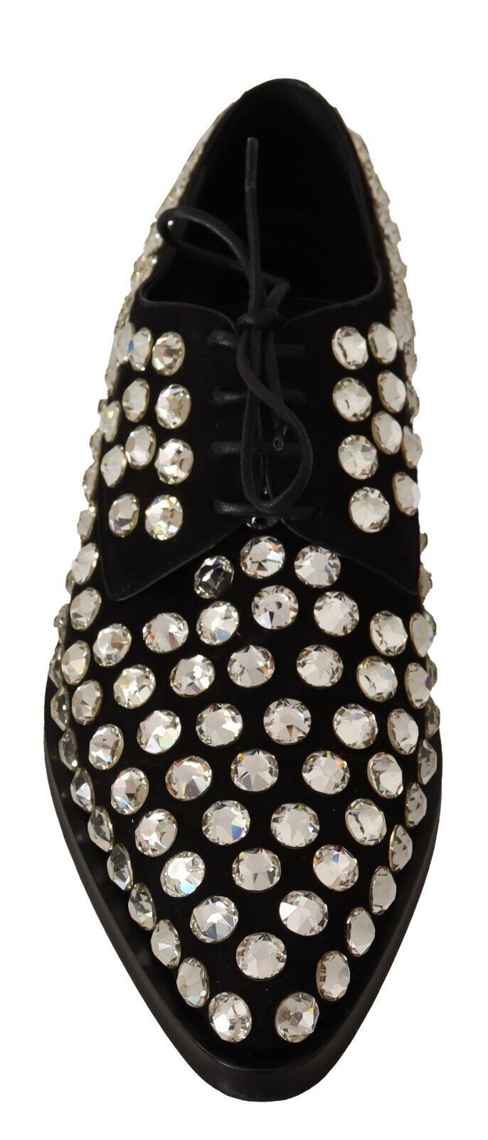 Dolce & Gabbana Dolce & Gabbana Black Leather Crystals Lace Up Formal Women's Shoes