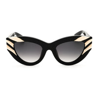 Roberto Cavalli Sunglasses Cat Eye Full Rim, Shiny Black Frame and Grey Gradient Lens SRC009V700Y