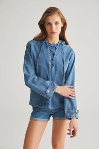 Denim Hoodie Regular 10 (M) Blue