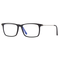 Tom Ford Eyeglasses Square Full Rim, Dark Teal Havana/Dark Ruthenium Frame and Clear Blue Light Block Lens Lens FT5758-B055