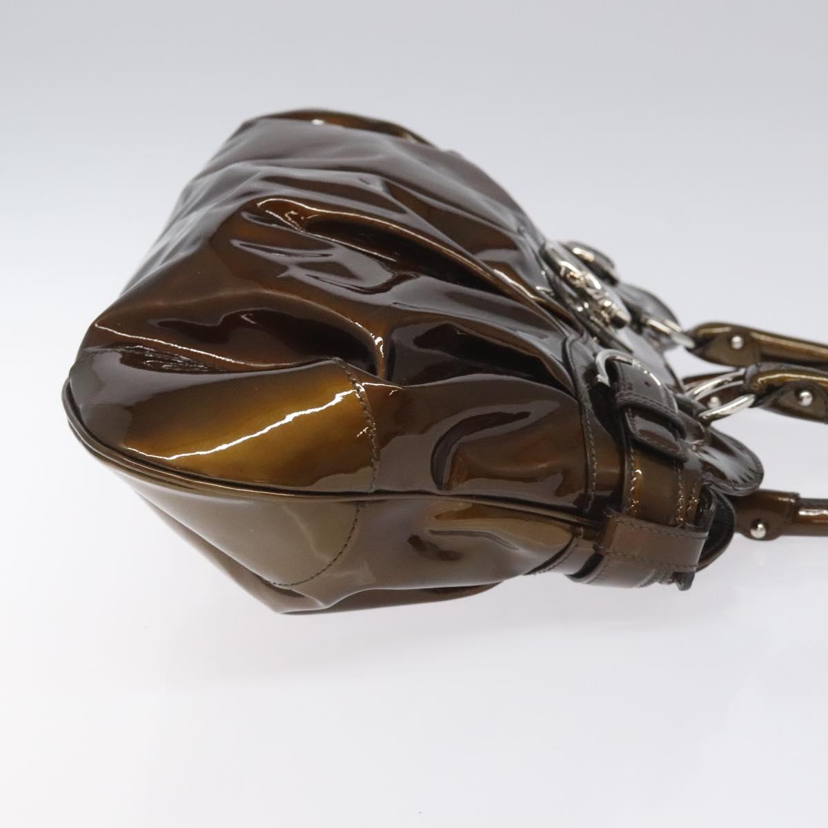 Salvatore Ferragamo Marisa Brown Patent Leather Shoulder Bag (Pre-Owned)