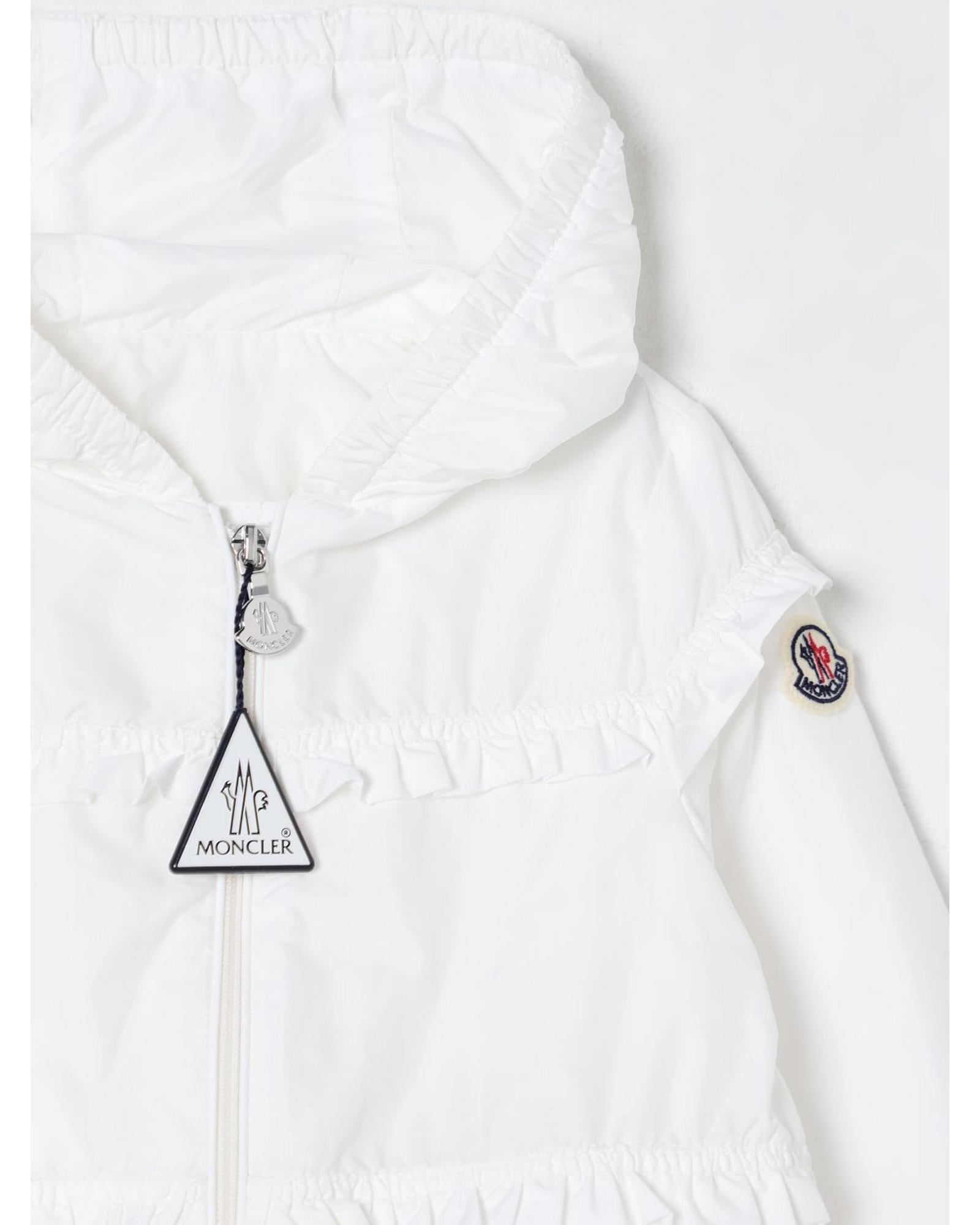 Moncler Hooded Ruffle Jacket Kids White