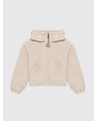 Moncler Cropped ZipUp Jacket Ruffled Collar Kids Pink