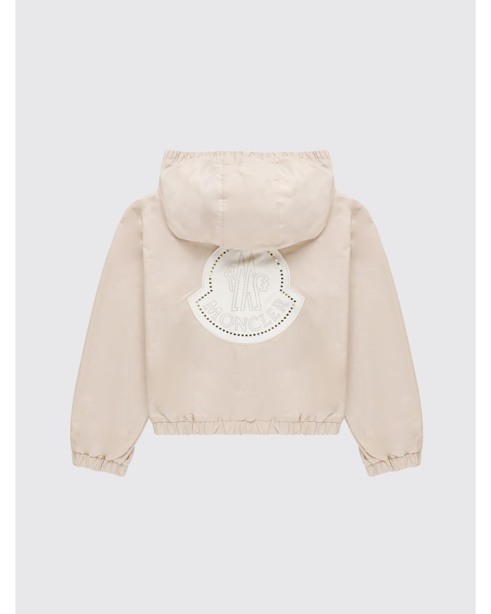 Moncler Cropped ZipUp Jacket Ruffled Collar Kids Pink