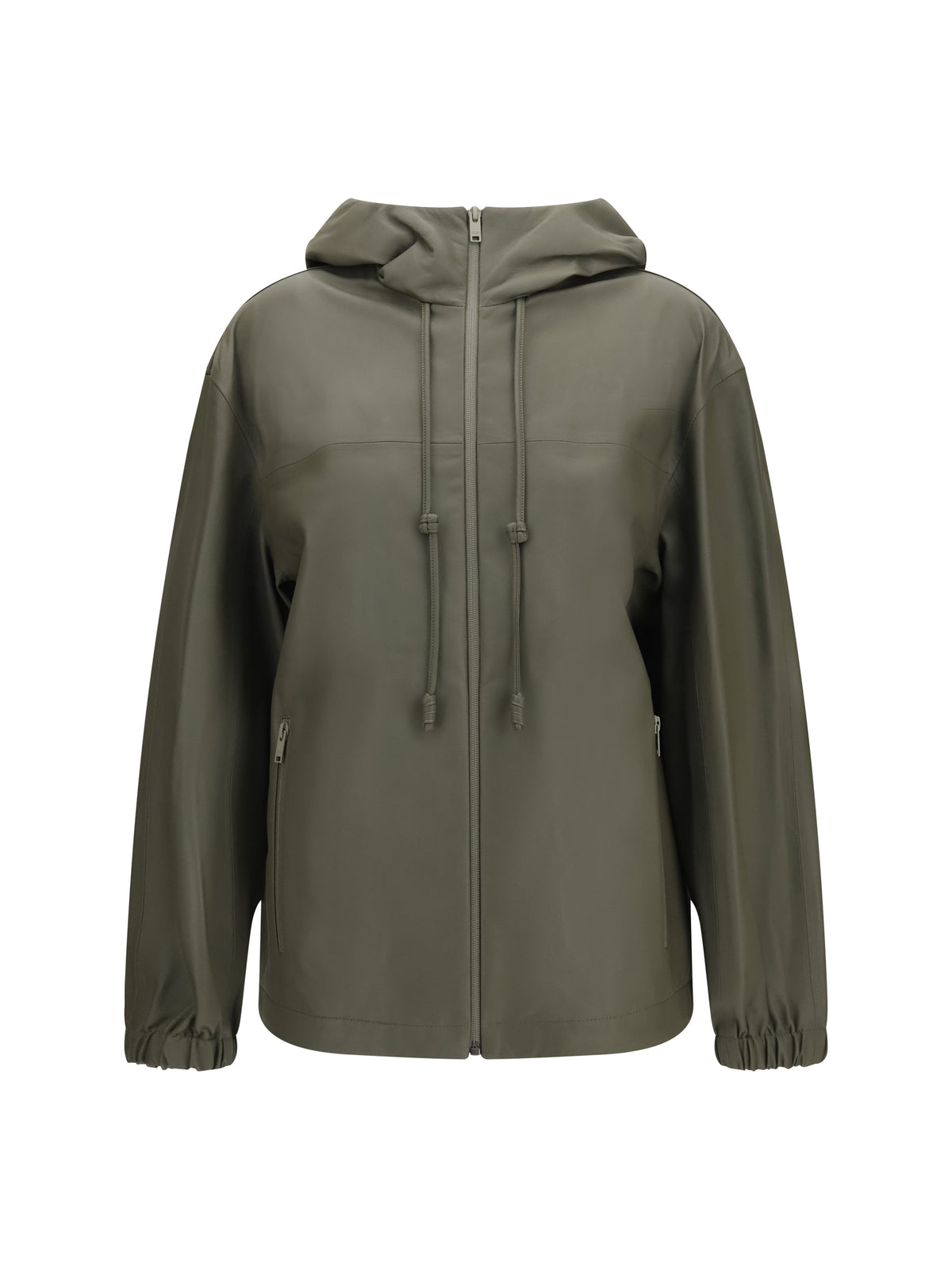 Bottega Veneta Women Lightweight Nappa Leather Jacket With Intrecciato Hood