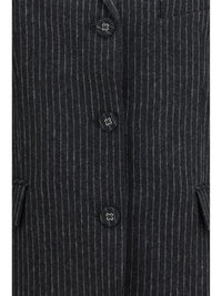 Ganni Women Pinstripe Wool Blazer