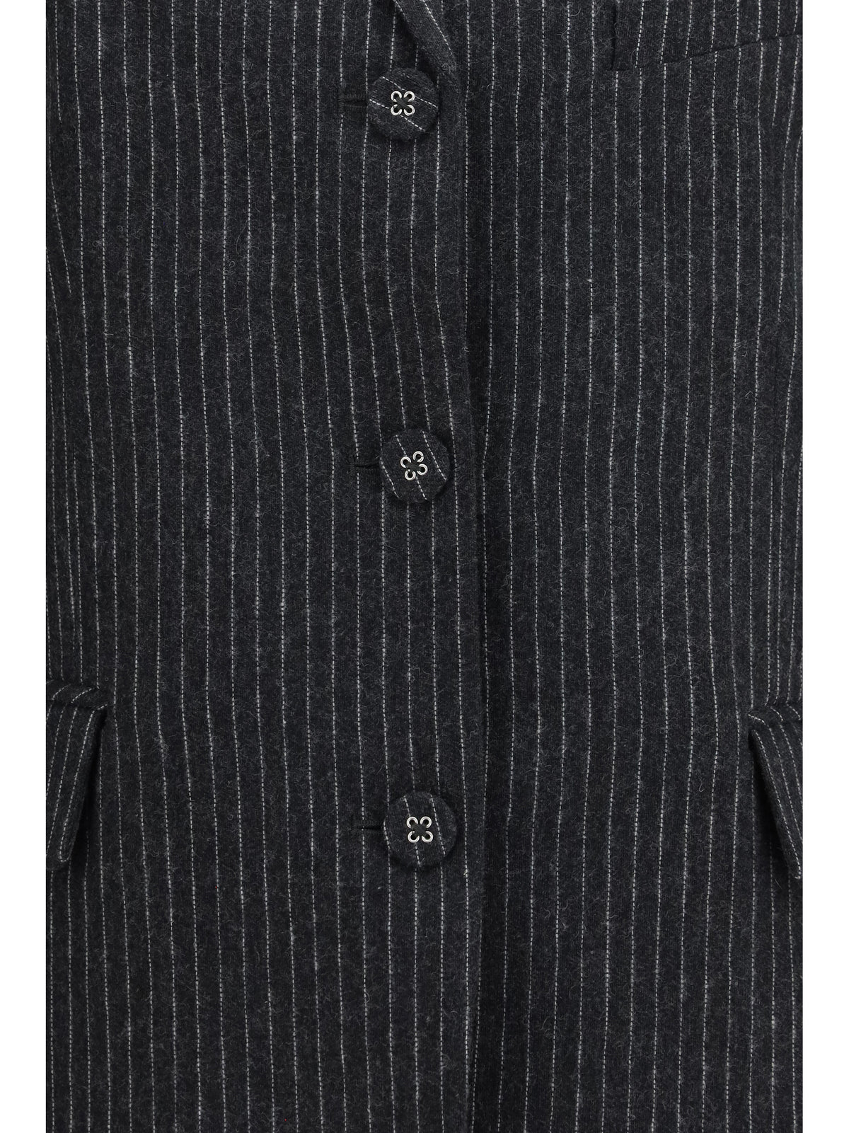 Ganni Women Pinstripe Wool Blazer