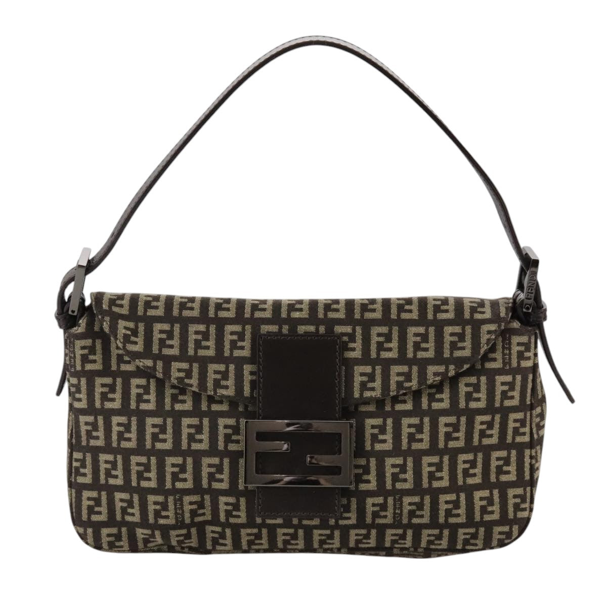 Fendi Zucchino Brown Canvas Shoulder Bag (Pre-Owned)