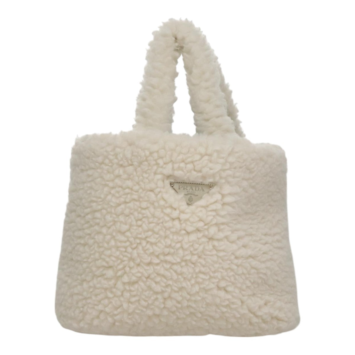 Prada Shearling White Wool Handbag (Pre-Owned)