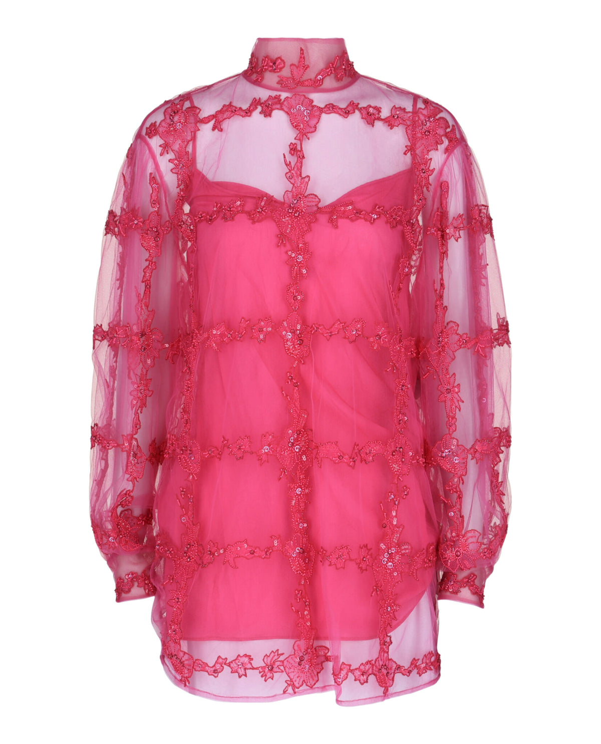 Valentino Womens Tulle Illusione Embroidered Blouse