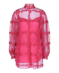 Valentino Womens Tulle Illusione Embroidered Blouse