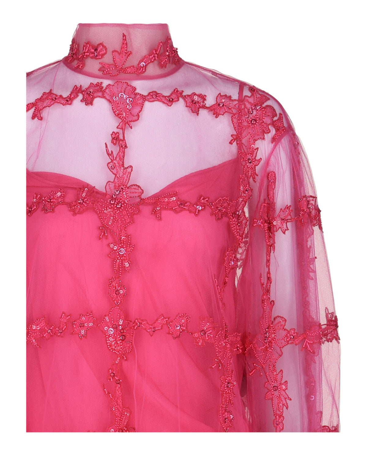 Valentino Womens Tulle Illusione Embroidered Blouse