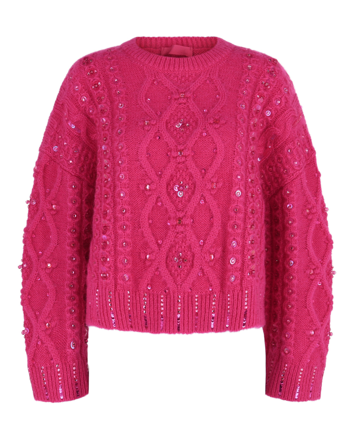 Valentino Womens Sequin Cable Knit Sweater