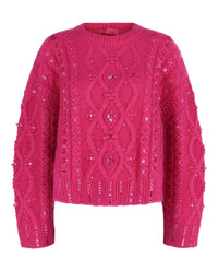 Valentino Womens Sequin Cable Knit Sweater