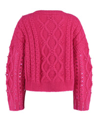 Valentino Womens Sequin Cable Knit Sweater