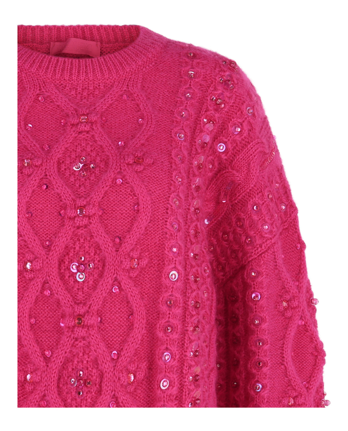 Valentino Womens Sequin Cable Knit Sweater