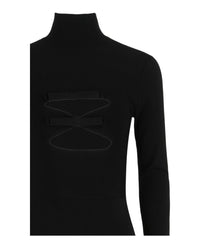Valentino Womens Cutout Knit Midi Dress With Bow Detail