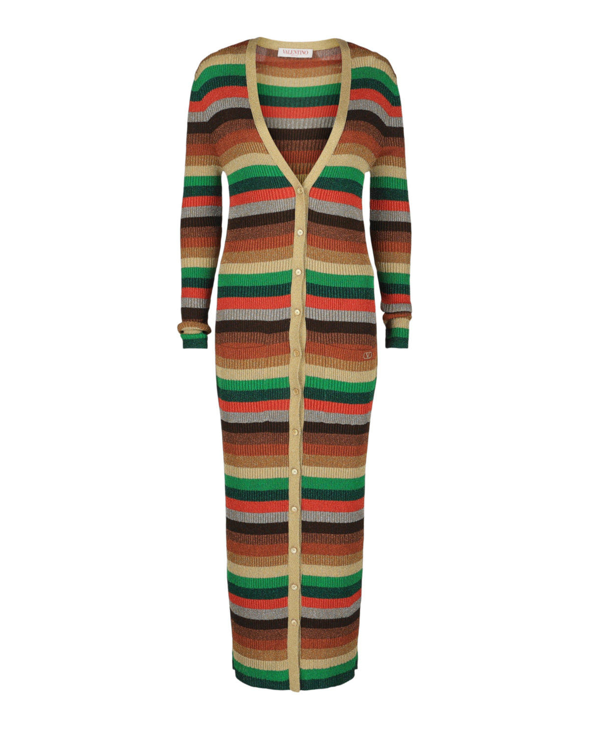Valentino Valentino Womens Metallic Striped Ribbed-Knit Cardigan