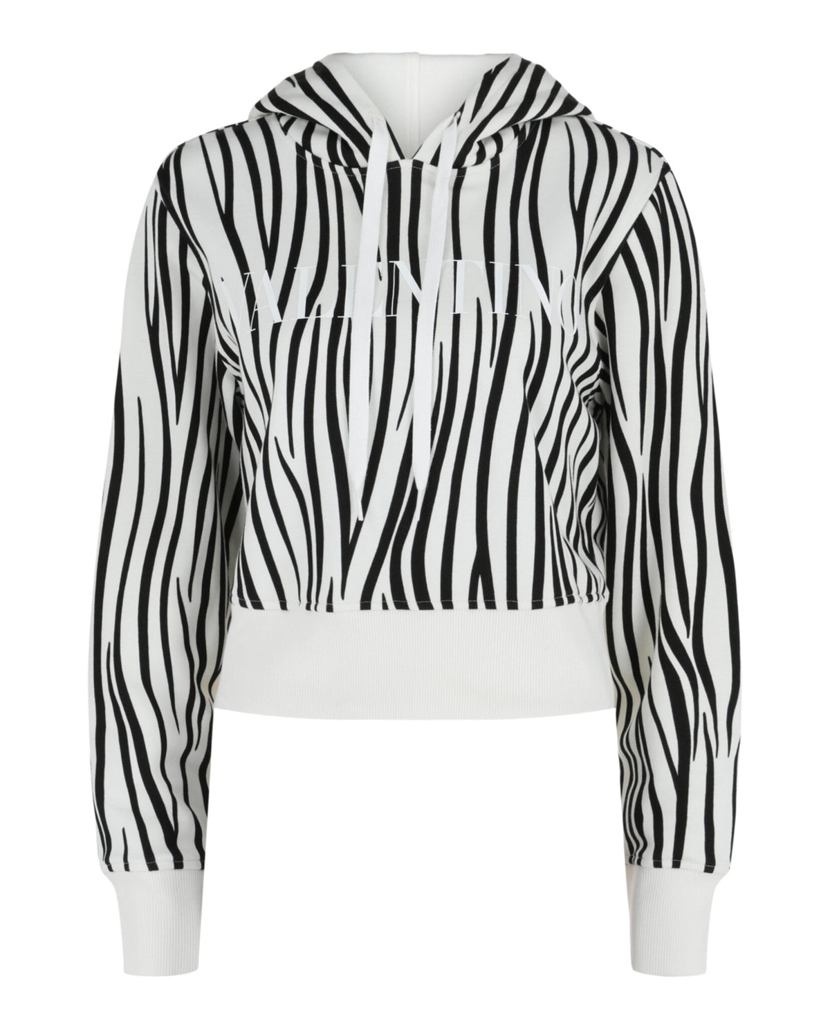 Valentino Womens Zebra-Print Logo Cropped Hoodie