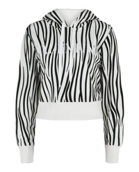 Valentino Womens Zebra-Print Logo Cropped Hoodie