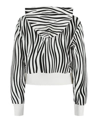 Valentino Womens Zebra-Print Logo Cropped Hoodie