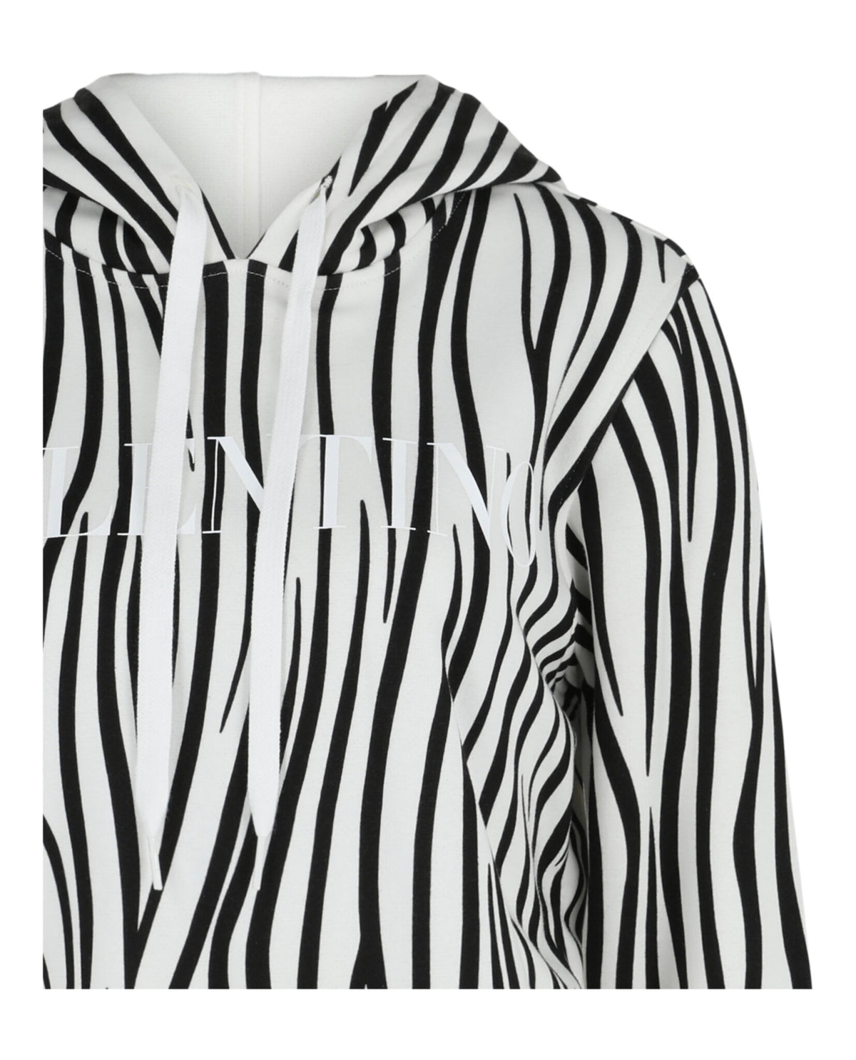 Valentino Womens Zebra-Print Logo Cropped Hoodie