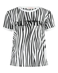 Valentino Womens Zebra Print Logo T-Shirt