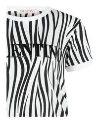 Valentino Womens Zebra Print Logo T-Shirt