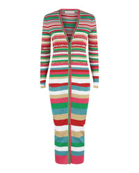 Valentino Womens Striped Lurex Logo Midi Dress