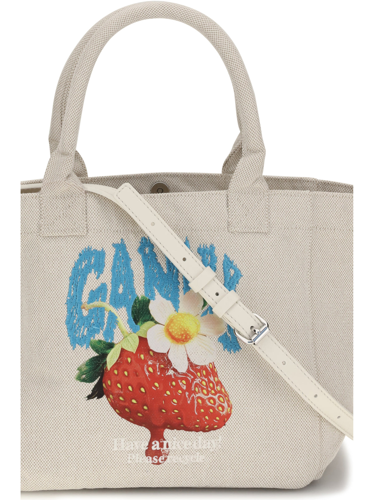 Ganni Women Small Easy Shoulder Bag With Strawberry Print