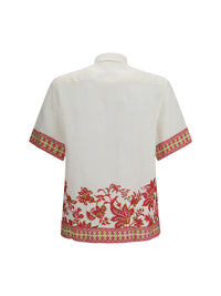 Etro Men Linen Shirt With Floral Print And Short Sleeves
