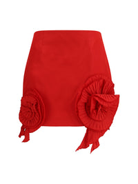 BLUMARINE Blumarine Women Crepe Mini Skirt With Floral Appliqué