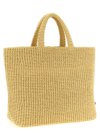 Prada Women Crochet Raffia Shopping Bag