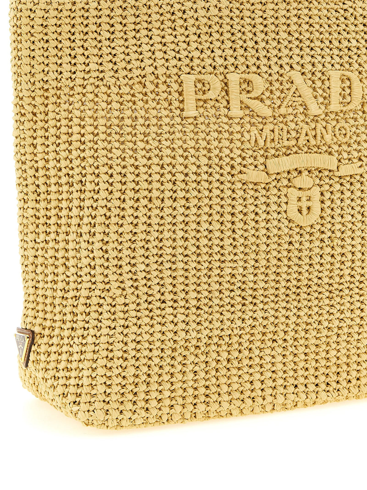 Prada Women Crochet Raffia Shopping Bag