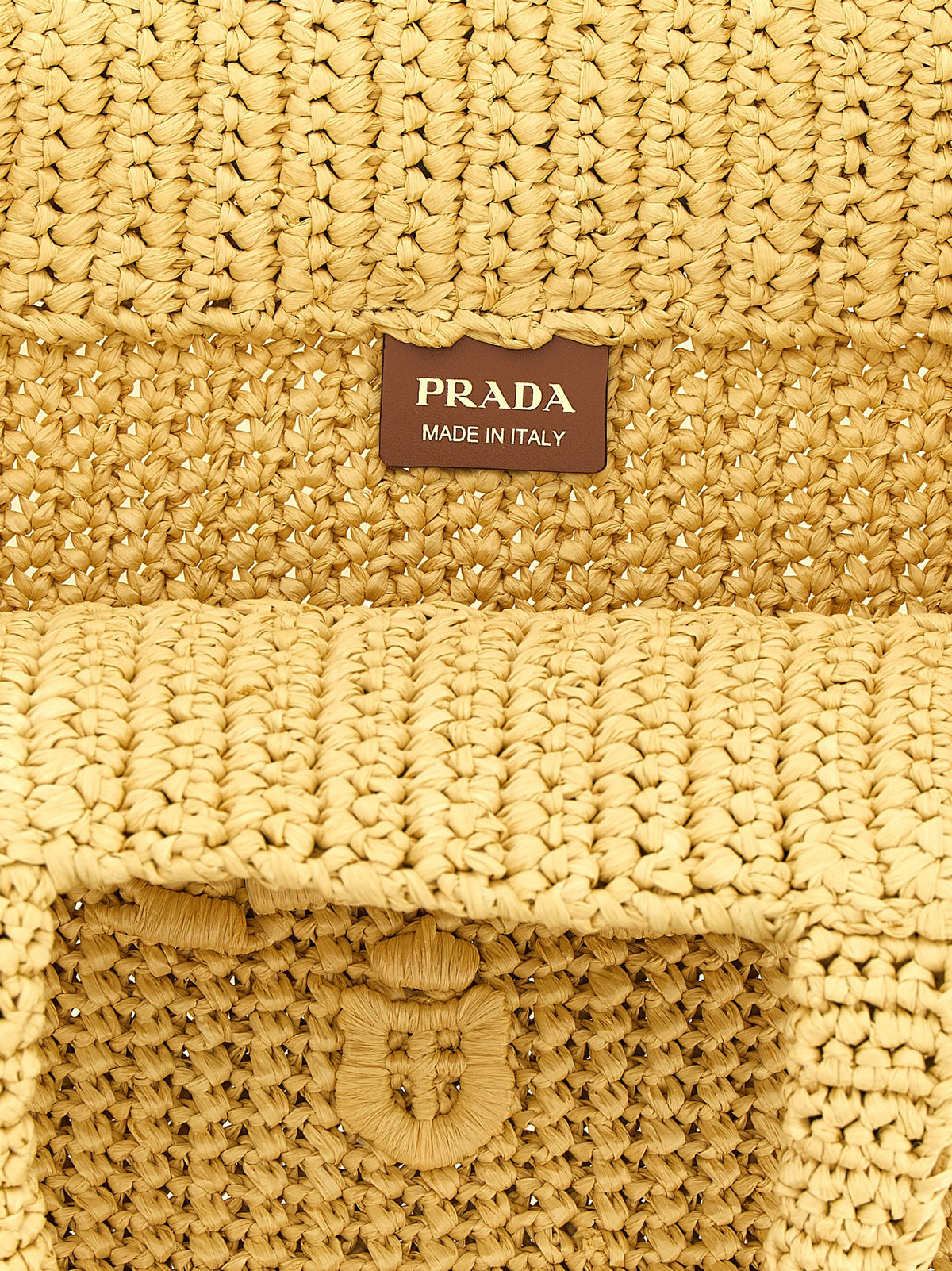 Prada Women Crochet Raffia Shopping Bag