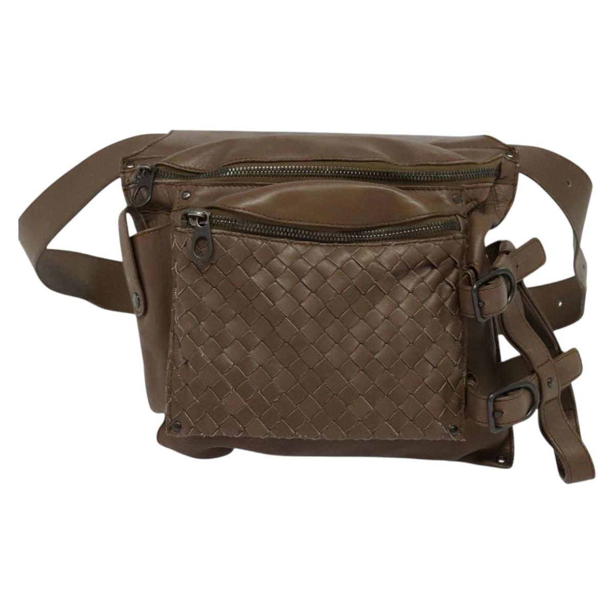 Bottega Veneta Intrecciato Brown Leather Shoulder Bag (Pre-Owned) OS Brown
