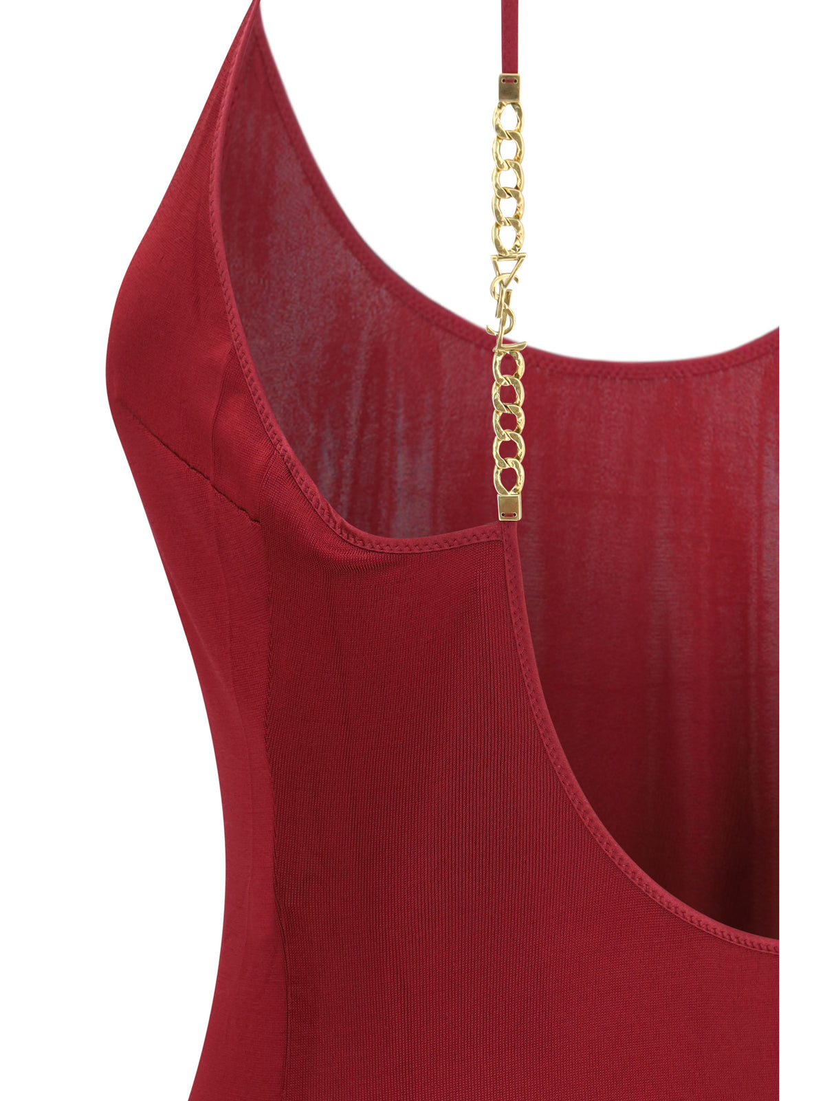 SAINT LAURENT Saint Laurent Women Backless Knit Dress With Cassandre Chain