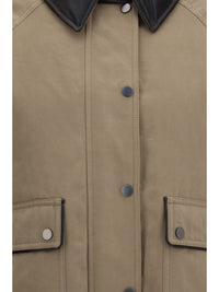 Brunello Cucinelli Women Padded Down Jacket With Leather Collar