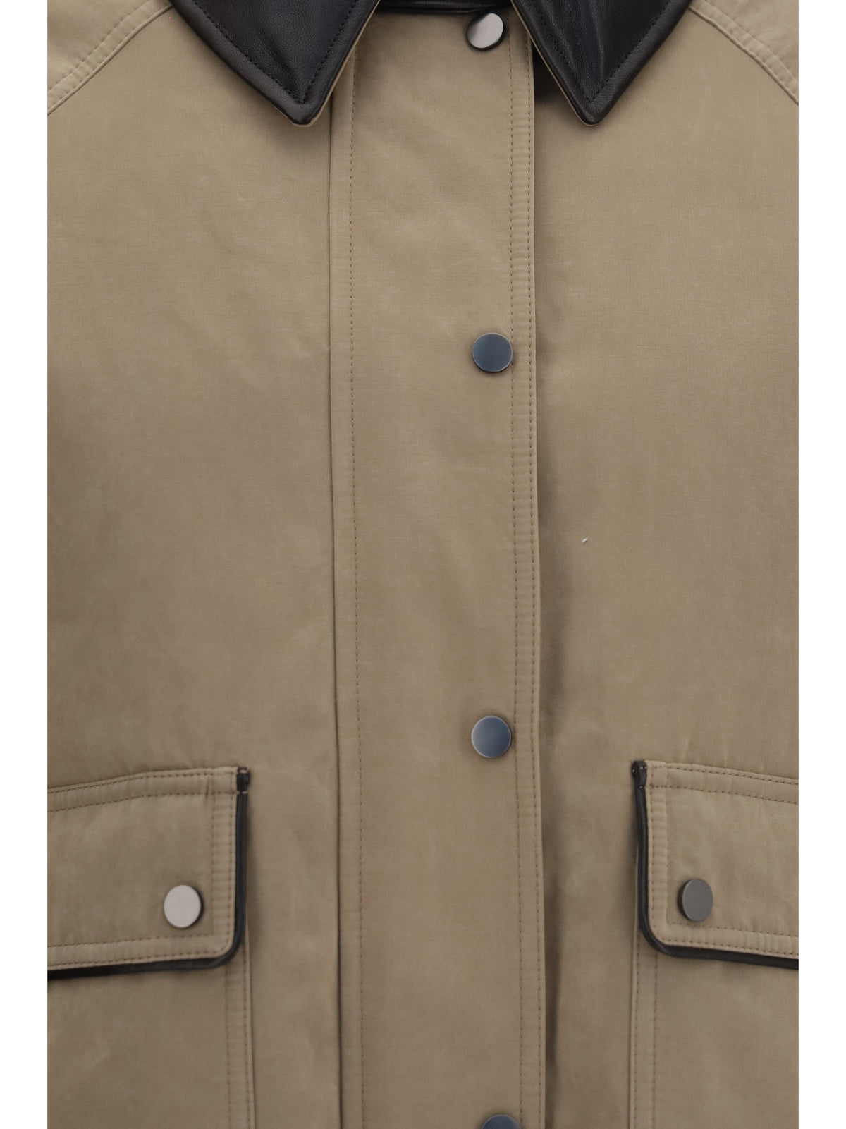 Brunello Cucinelli Women Padded Down Jacket With Leather Collar