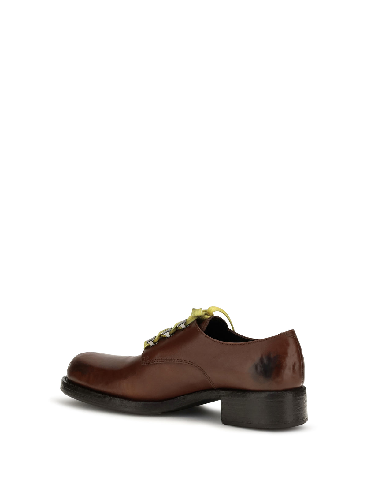 Prada Women Antique Leather Lace-Up Loafers