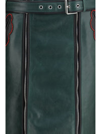 Marni Women Leather Skirt With Belt And Pockets