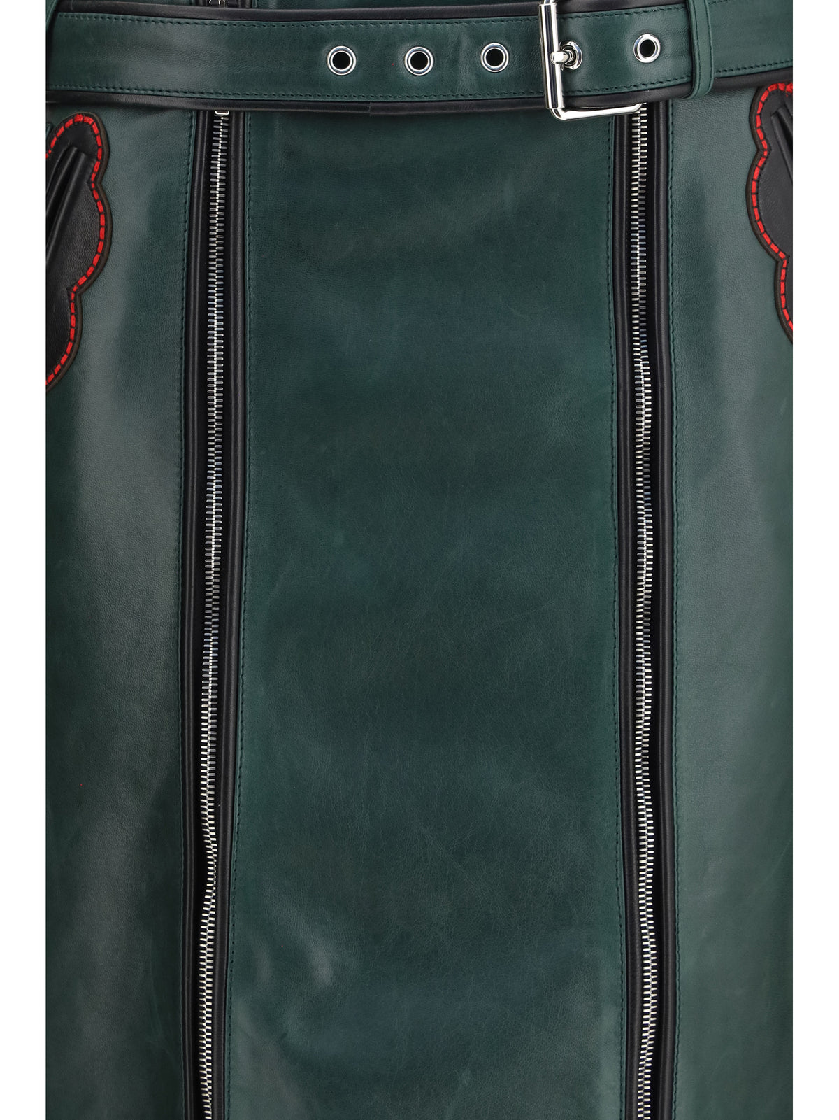 Marni Women Leather Skirt With Belt And Pockets