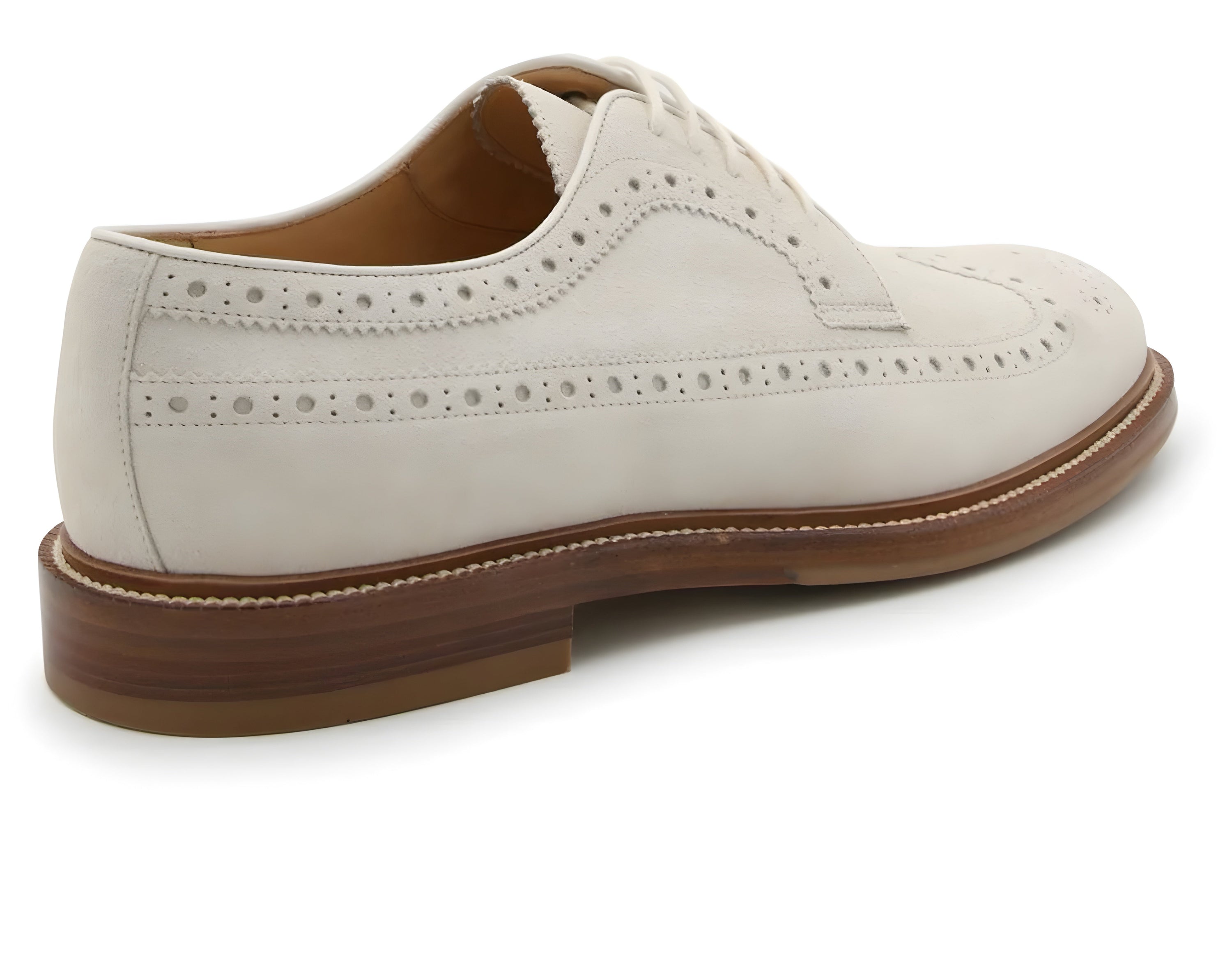 Brunello Cucinelli Light Beige/White Perforated-Embellished Lace-Up Derby Shoes