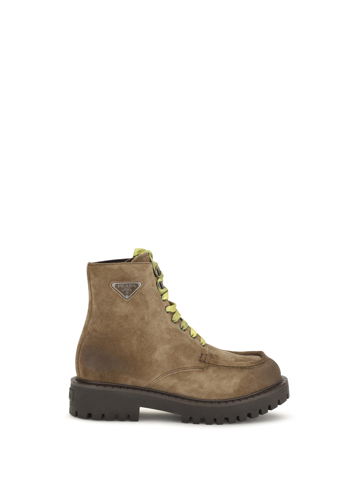 Prada Men Suede Lace-Up Ankle Boots