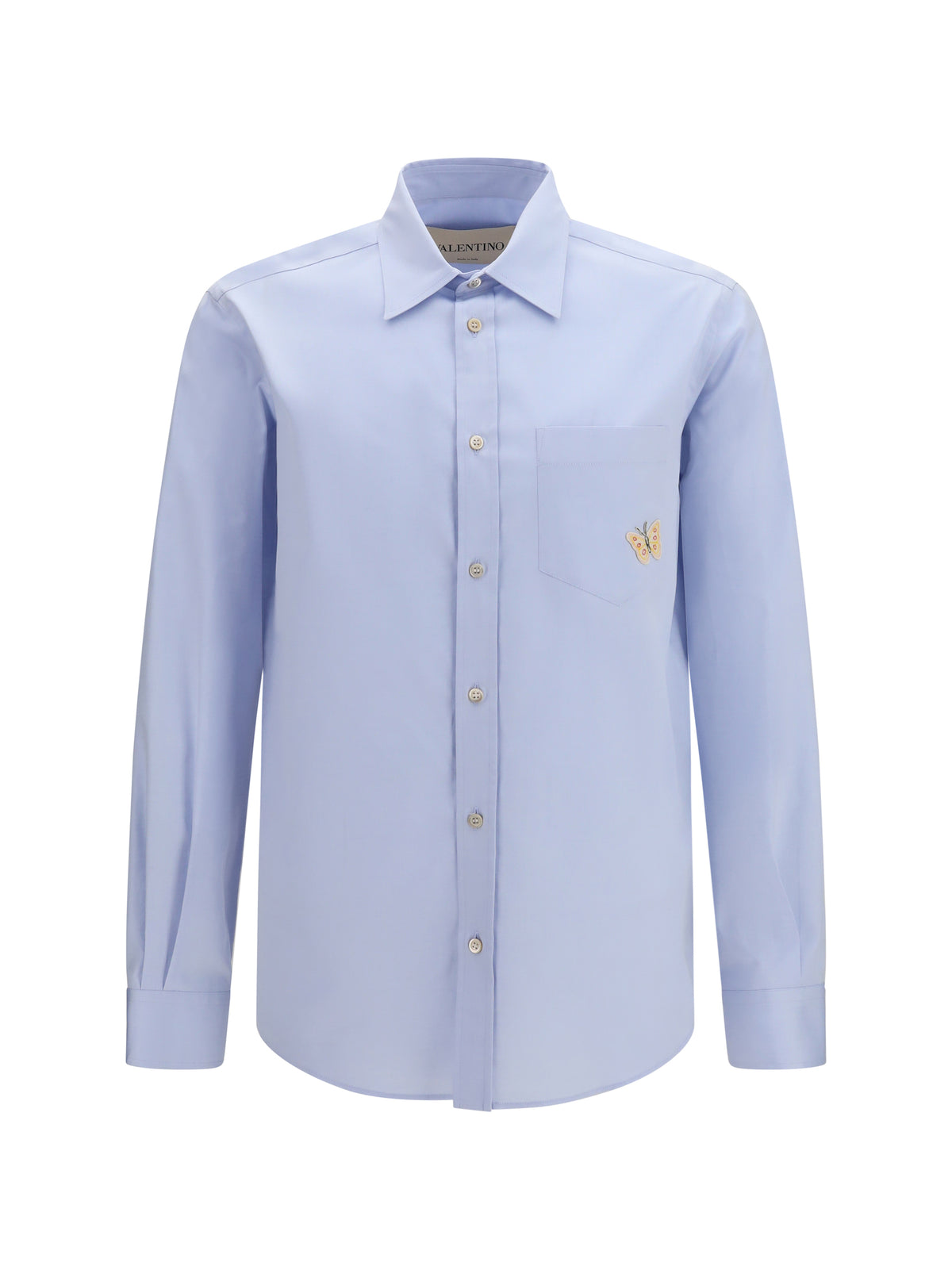 Valentino Men Cotton Shirt With Butterfly Embroidery