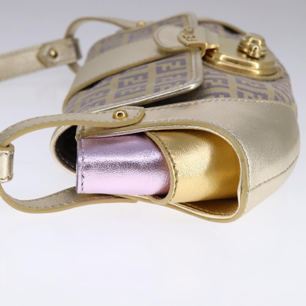 Fendi Zucchino Gold Canvas Shoulder Bag (Pre-Owned)