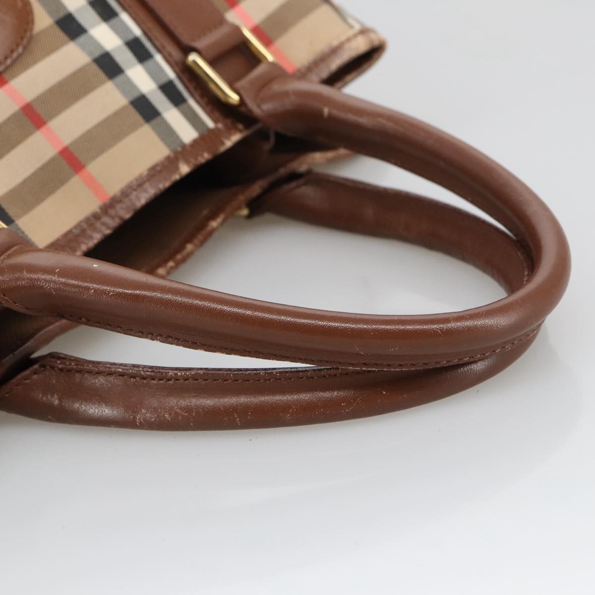 Burberry Nova Check Beige Canvas Handbag (Pre-Owned)