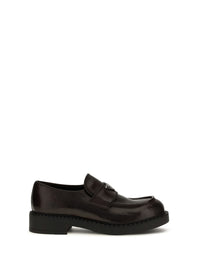 PRADA Prada Men Brushed Leather Loafers With Triangle Logo